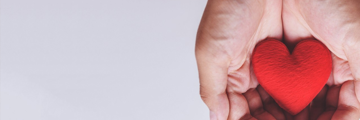 hands holding a fabric heart